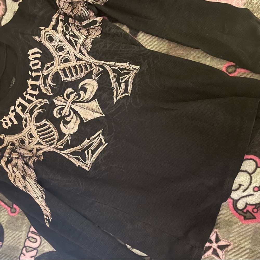 Affliction Black Graphic Long Sleeve Shirt